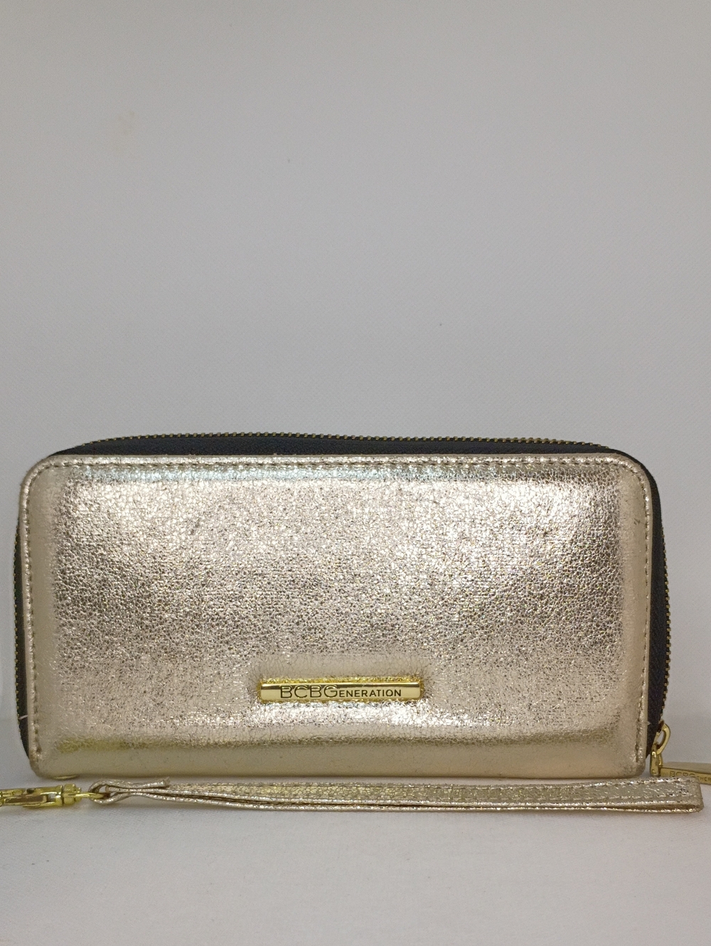 BCBGeneration Metallic Gold Zip-Around Wristlet Wallet